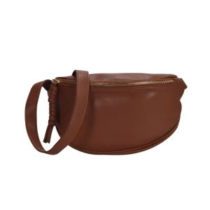 sac banane en cuir marron