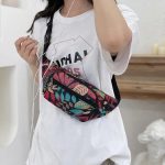 sac banane tendance fleuri rouge