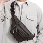 accessoire mode sac banane marron